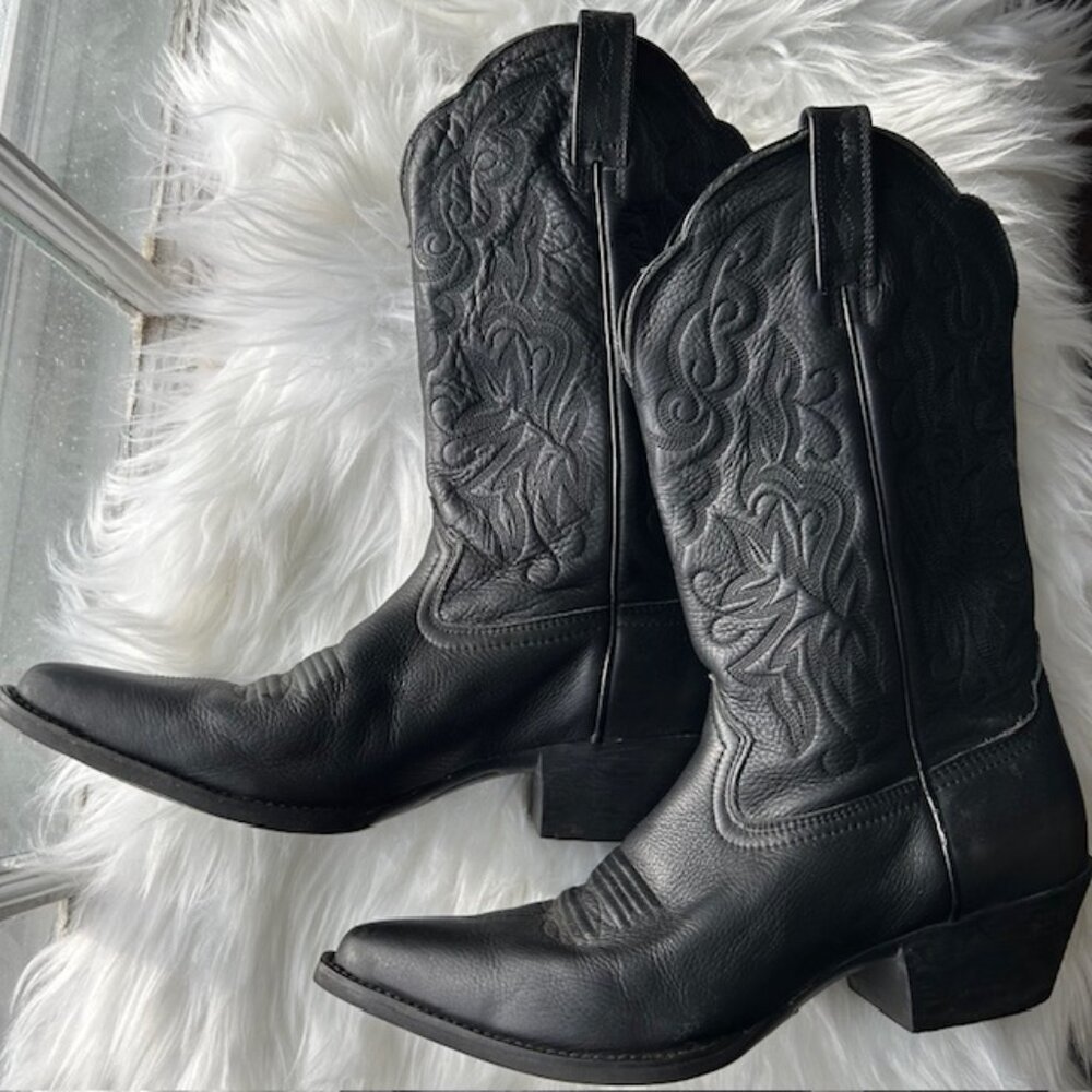 Ariat Women's J Toe Western Boot Black Leather Size 9 Style 10001038 (15771) - Picture 2 of 14